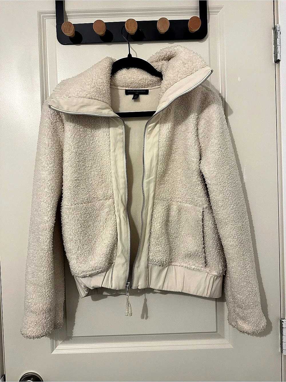 Banana Republic Teddy Fleece Jacket in Cream Size